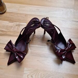 Zara Burgundy Bow Heels